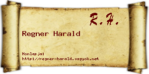 Regner Harald névjegykártya